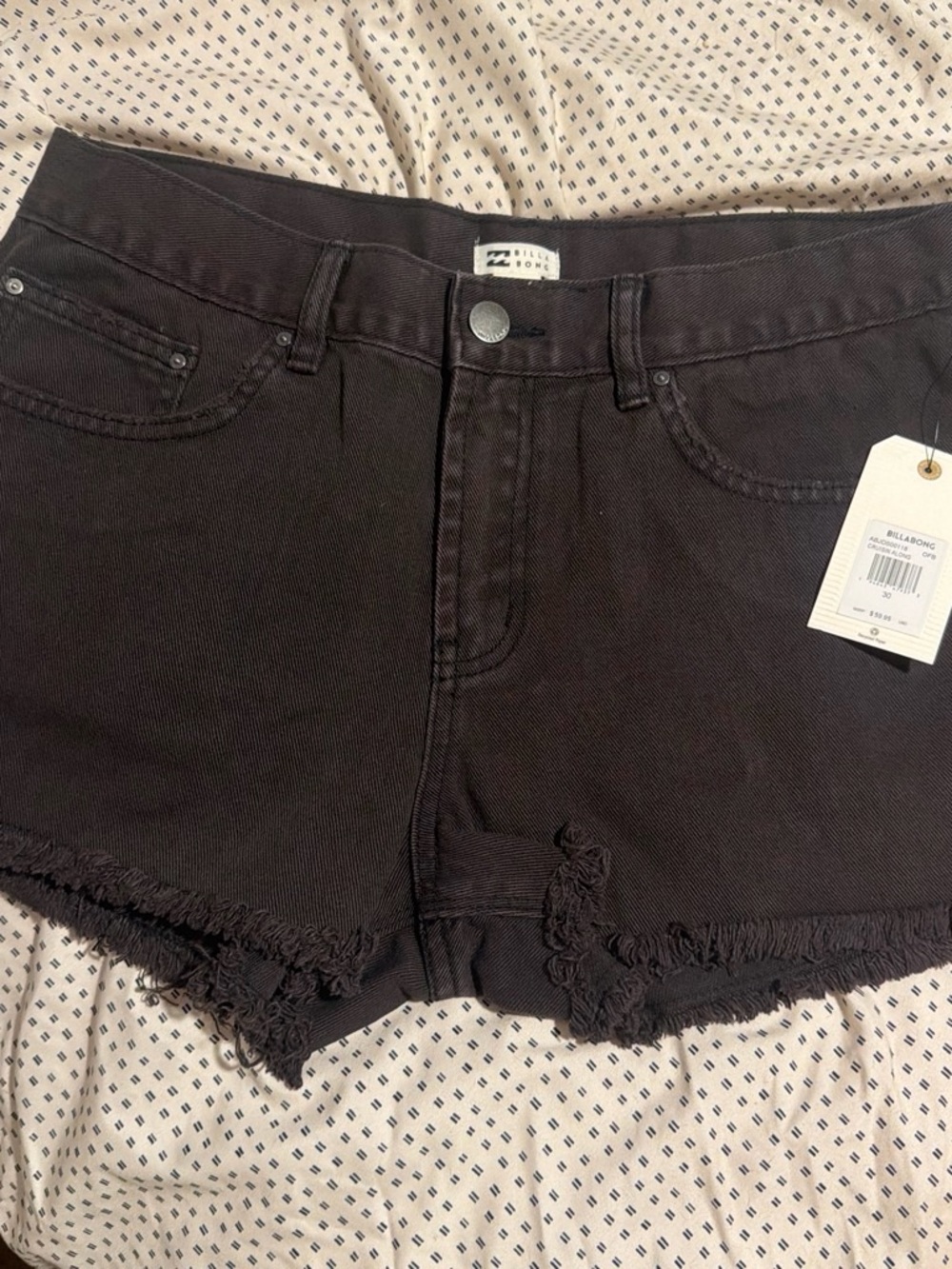 Billabong Women's Black Frayed Hem Denim Cutoff Shorts